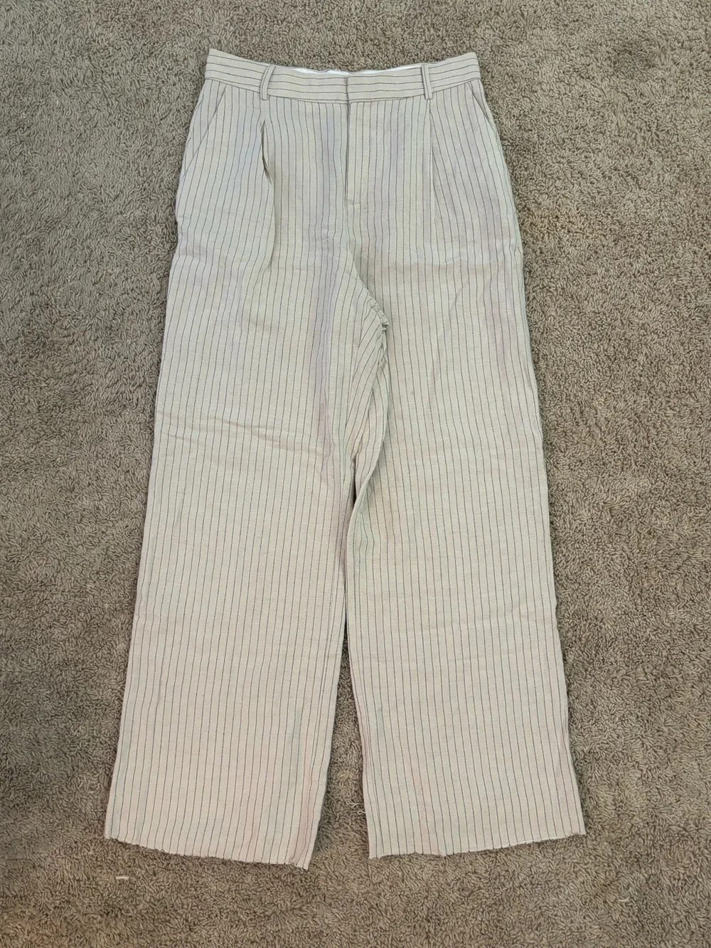 Mango linen blend pinstripe pants